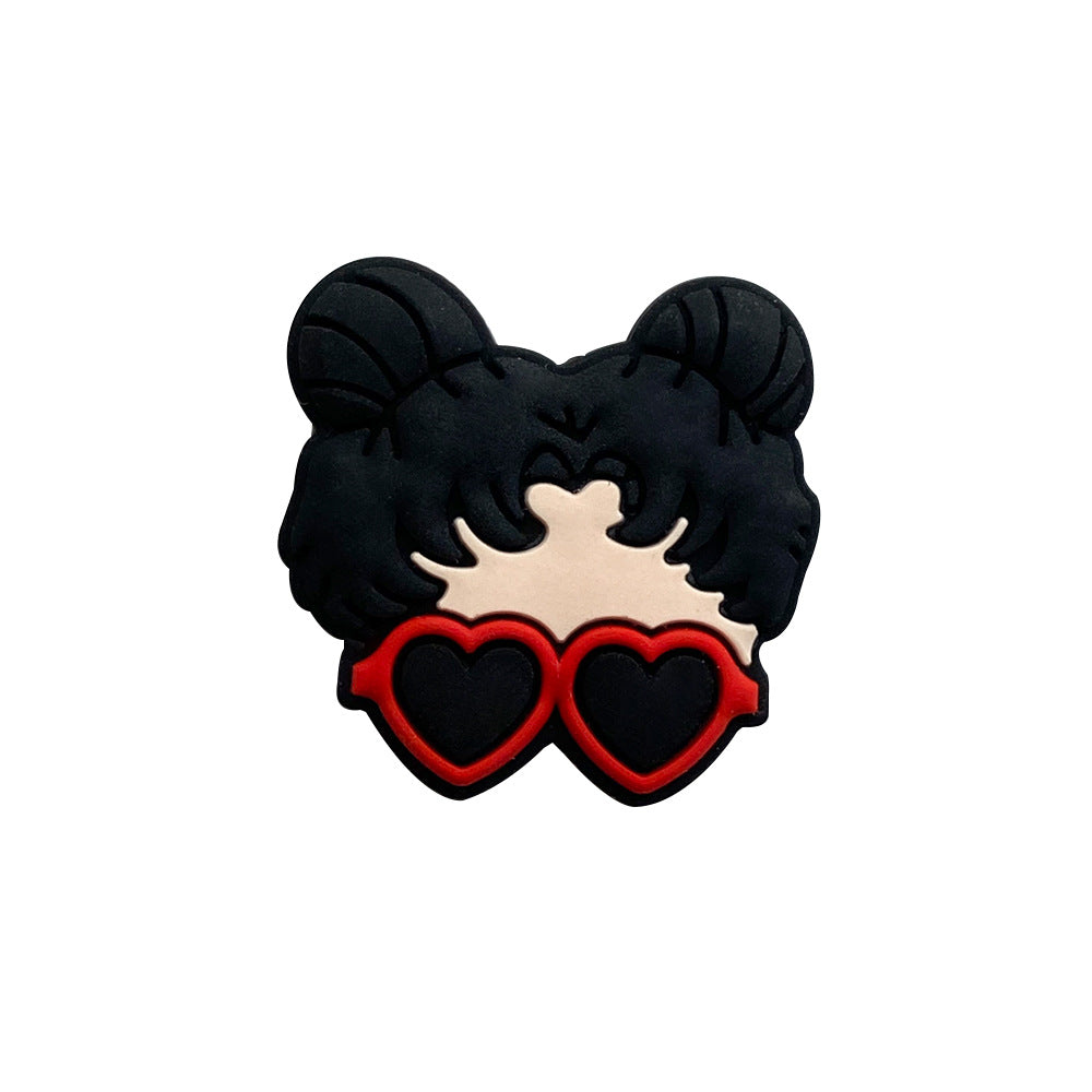 Venta al por mayor, 10 Uds. De cuentas de silicona para gafas de corazón y niña con tamaño de poro de 2,5mm